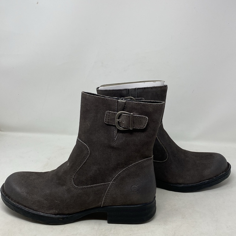 NWOB Born Elia Zippered Distressed Chocolate Suede Buckle Boots - Picture 8 of 11